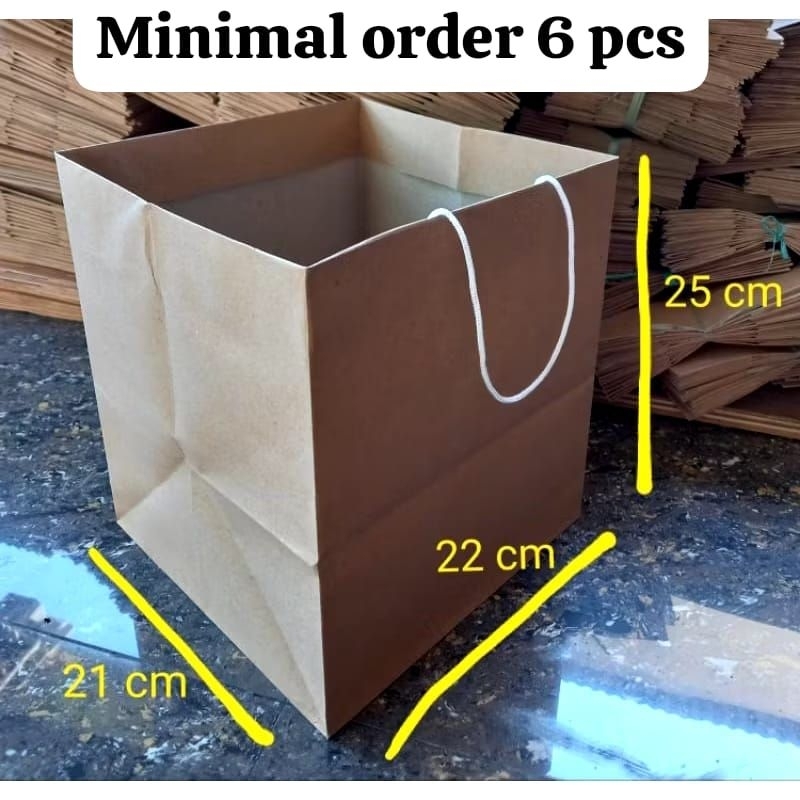 

paper bag coklat polos UK P.22cm x L.21cm x T.25cm