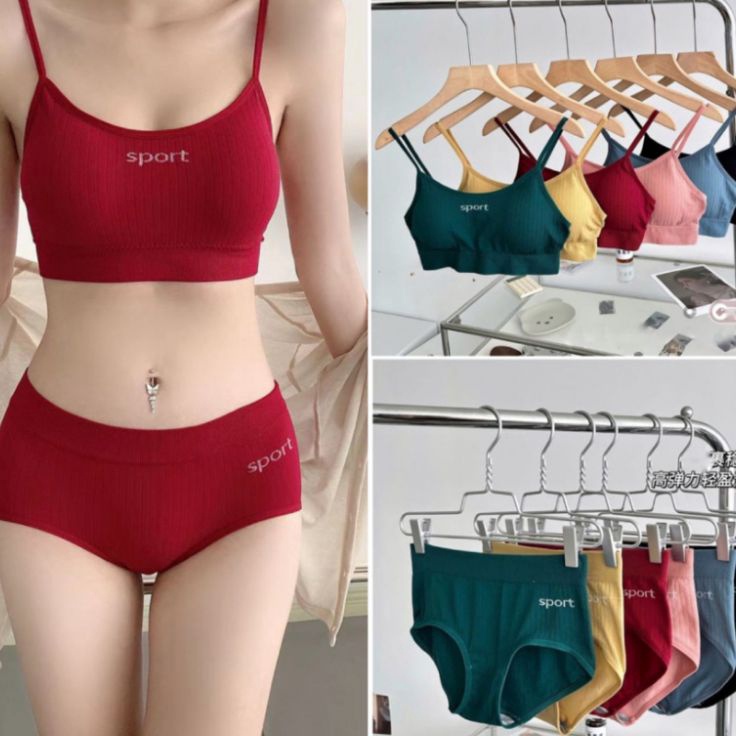 Hot BR12 Bra set setelan olahraga wanita Bra dan CD set Bra set CD set sport bra set
