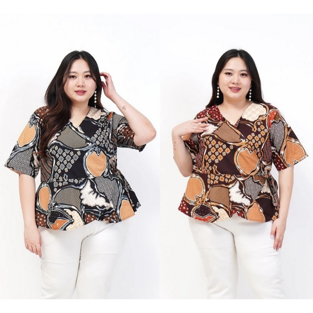 BAJU ATASAN BLOUSE BATIK WANITA PREMIUM BIG SIZE JUMBO BIG SIZE 628 D OVERSIZE XXL XXXL LD 120 CM BA