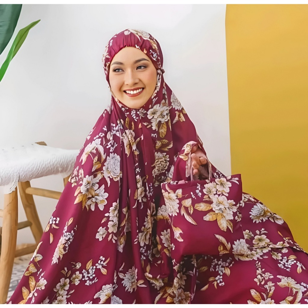 MUKENA GRASELLA DEWASA MOTIF BUNGA SAKURA TERBARU