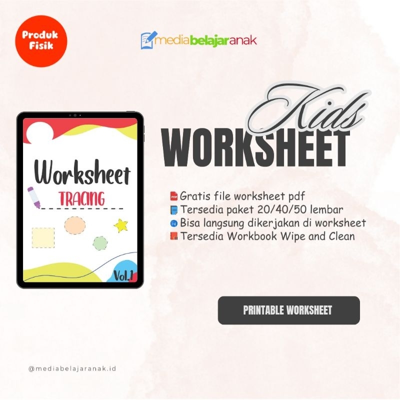 Aktivitas Worksheet Tracing Anak Usia Dini 2 3 4 5  tahun | Worksheet Latihan Menulis Anak