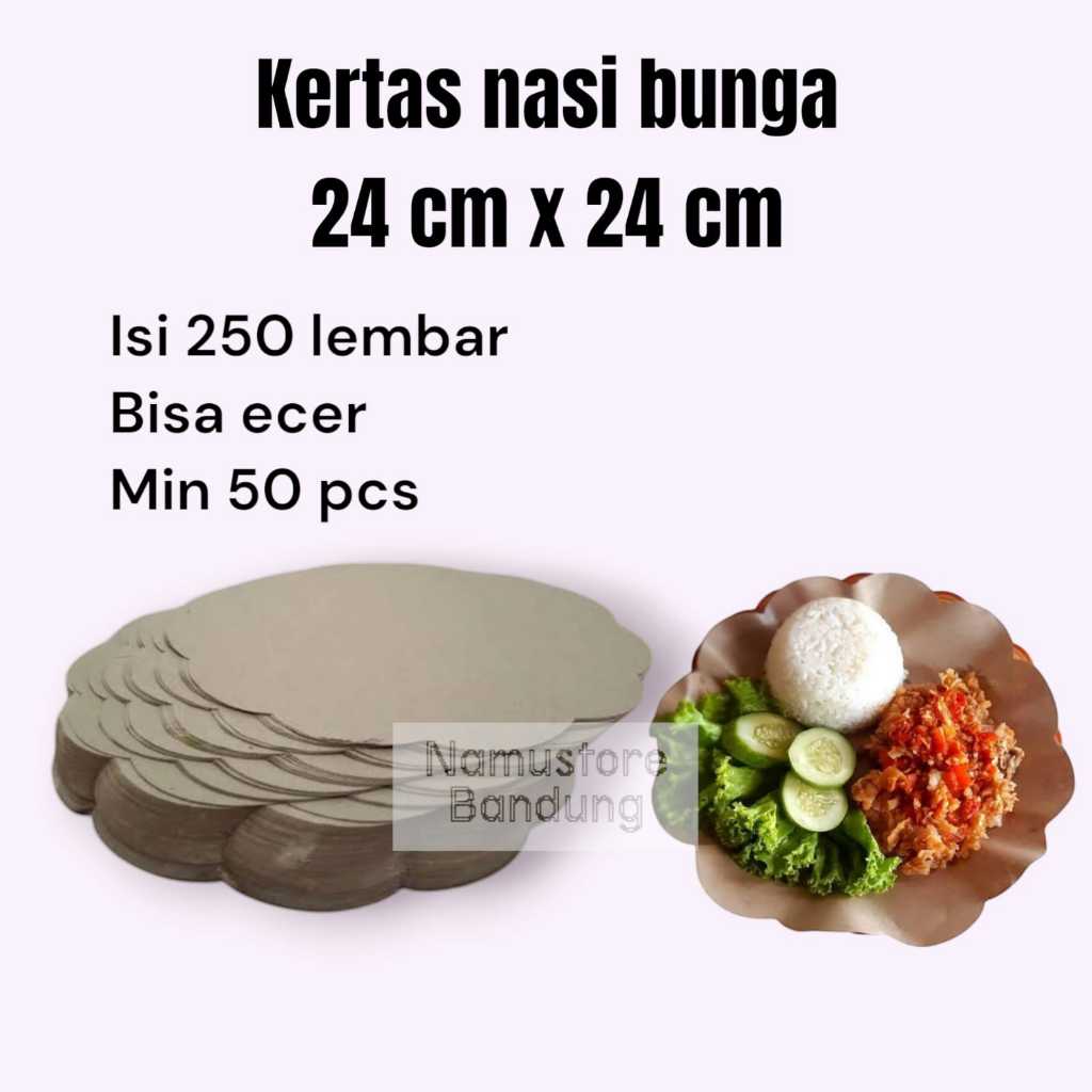 

ISI 250 LEMBAR Kertas Nasi Bulat 24 cm / Kertas Nasi Bunga Kembang / Kertas Minyak /KERTAS NASI COKLAT