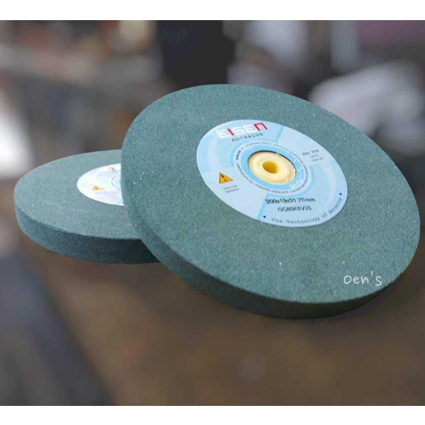 Batu gerinda batu asah batu widia 8 inch 200 mm Hijau Green  tebal 3/4 inch / 19 mm untuk mesin geri