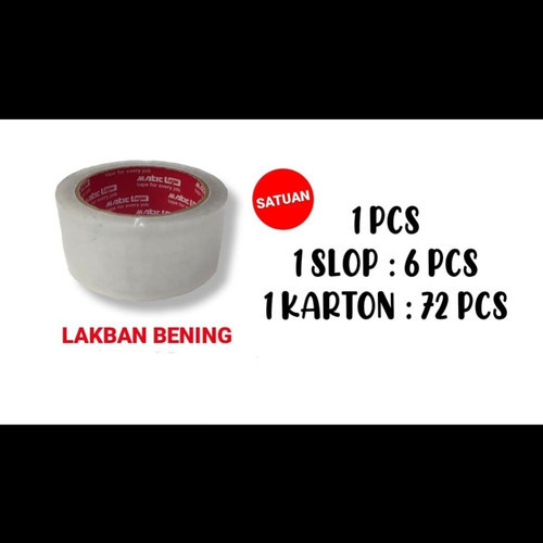 

Lakban/OPP Bening MERK MATIC 48MM x 45MIC x 90 YARD ISOLASI BENING/CLEAR