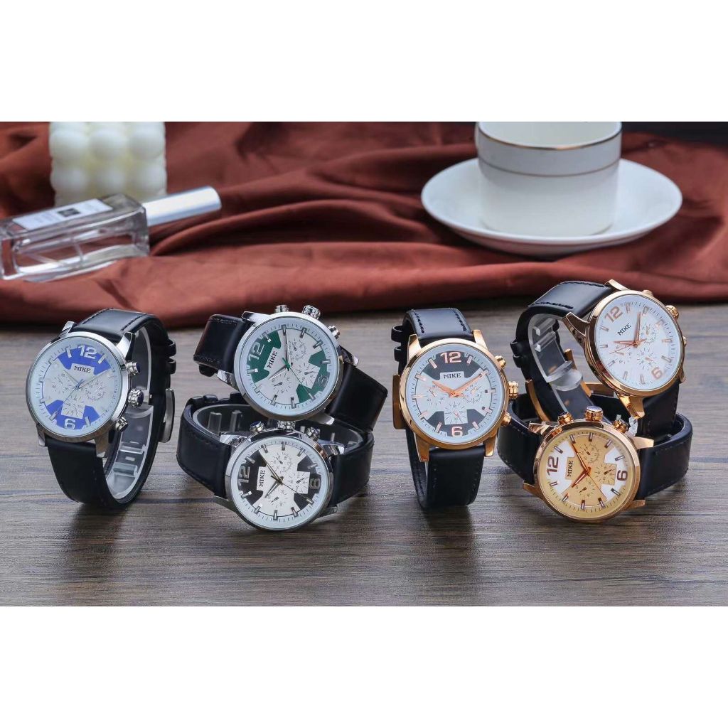 MK MIKE JAM TANGAN KULIT PRIA/FREEBOX+BATTERAI CADANGAN/8867