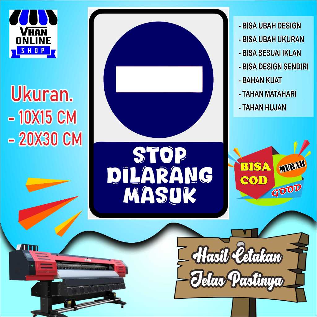 

Stiker Tempelan Tulisan Stop Dilarang Masuk Keren Biru
