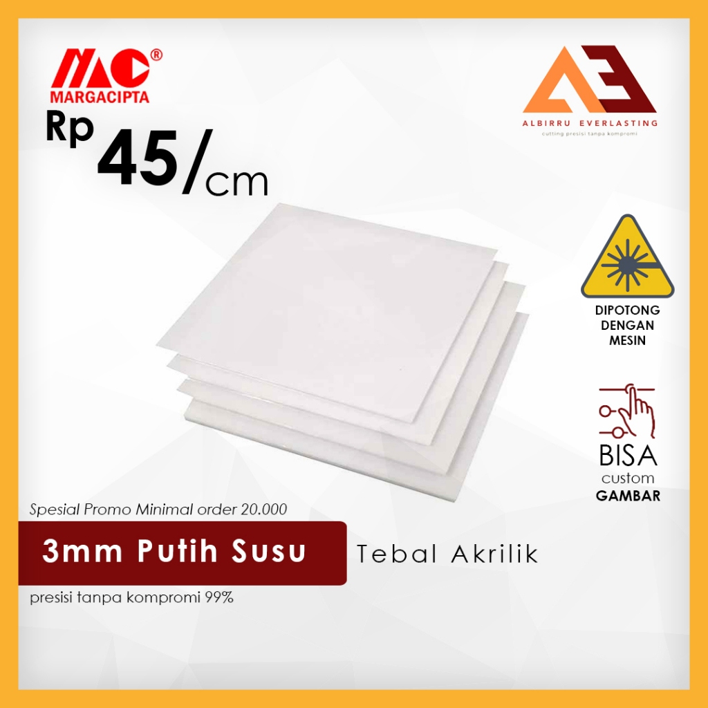 Akrilik 3mm Susu Lembaran | Akrilik 3mm Custom Laser | Akrilik Susu | Akrilik 3mm Transparant