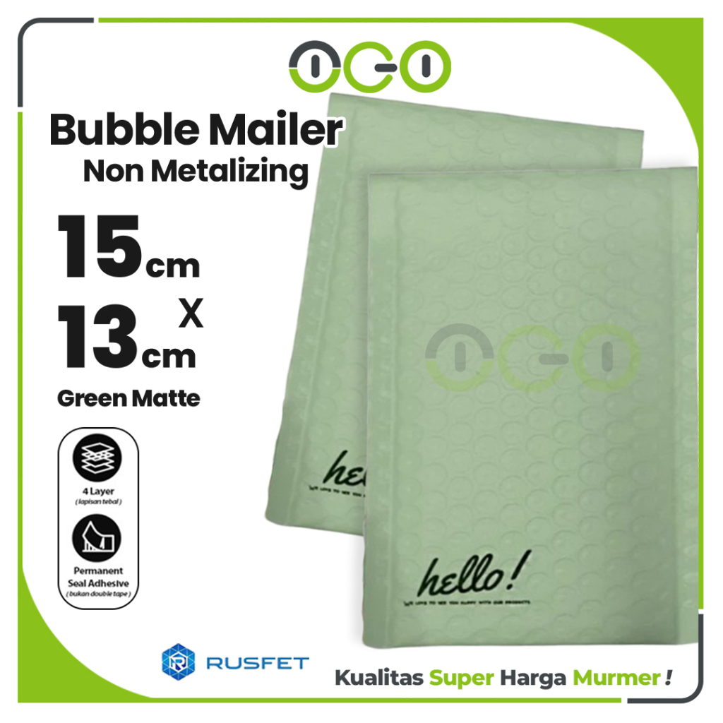 

Amplop Bubble Mailer Hijau (Green) 15 x 13 cm Harga Satuan / Amplop Packing Olshop Hello Seri Rusfet