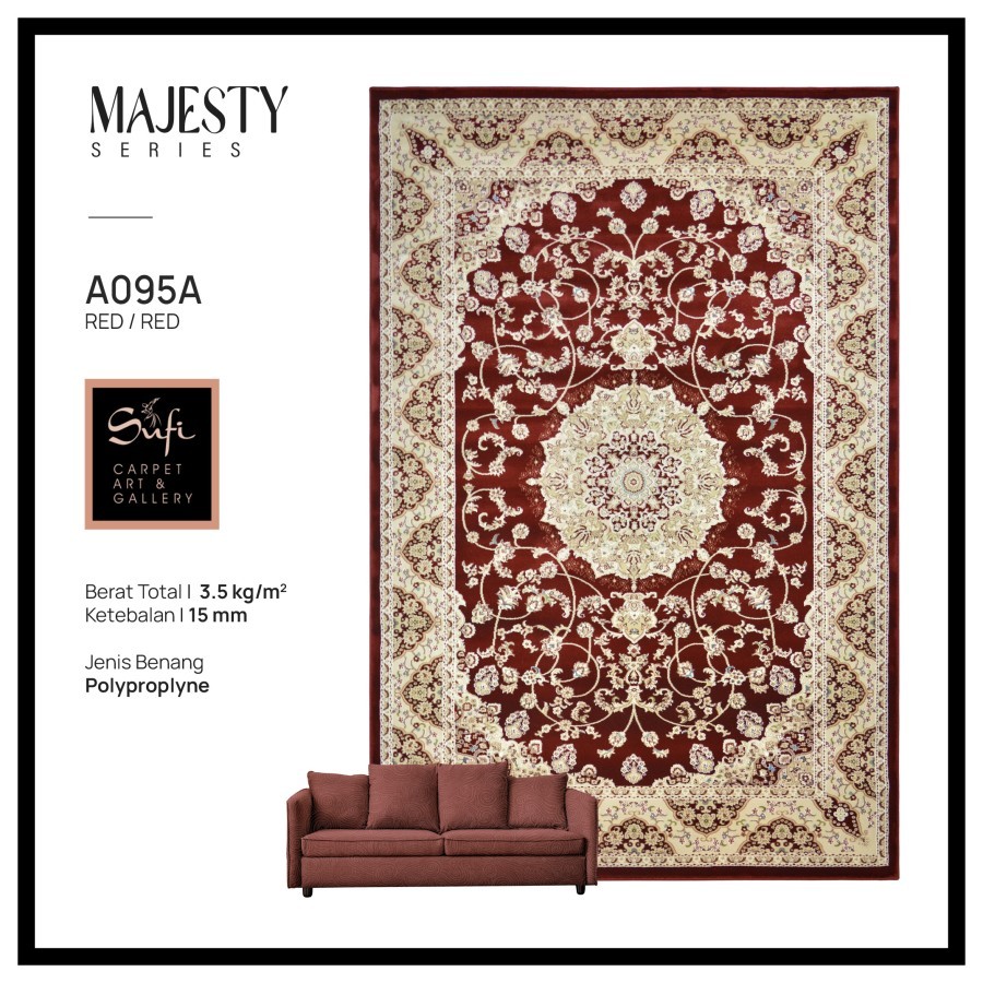 Karpet Lantai Jumbo Permadani Klasik Tebal Mewah Design Turki Majesty A095A 300x400
