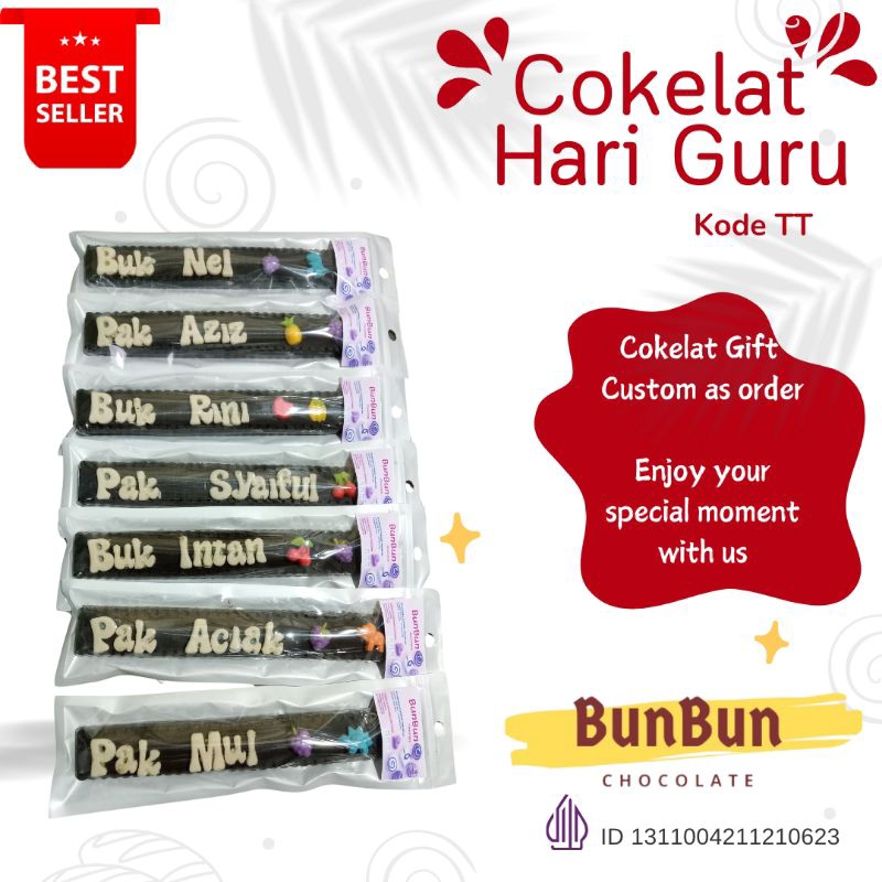 

Cokelat Hari Guru Custom Nama Kemasan Plastik Pouch / Cokelat Halal / Cokelat Kado