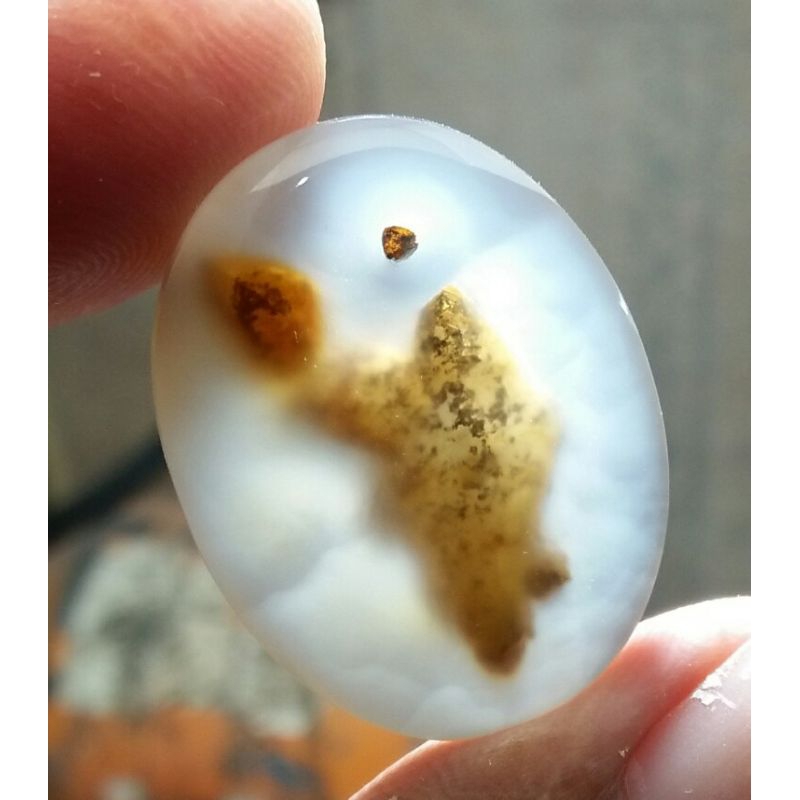 Batu Kristal Gambar - Susup Karang Motif - Serat Kura. Bukan Batu Kecubung Wulung Black Opal Kalimay