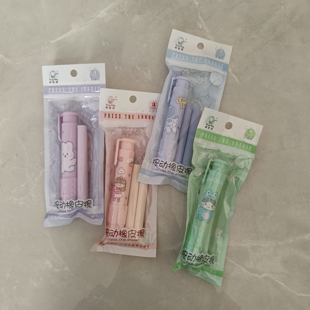 

Press The Eraser/Penghapus Pensil Mekanik Karakter Lucu/ sliding Eraser / Push Eraser