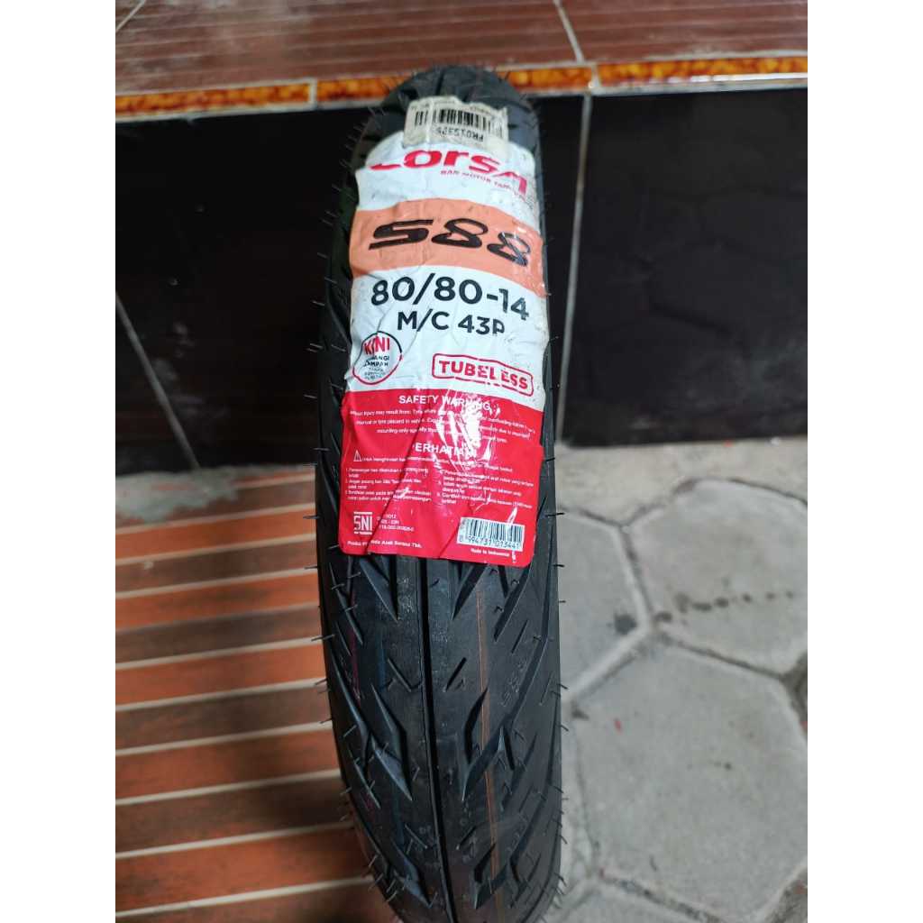 Ban Luar Corsa Ring 14 Tubeless Murah Ukur 80/80-14 BanMotor Matic Corsa S88