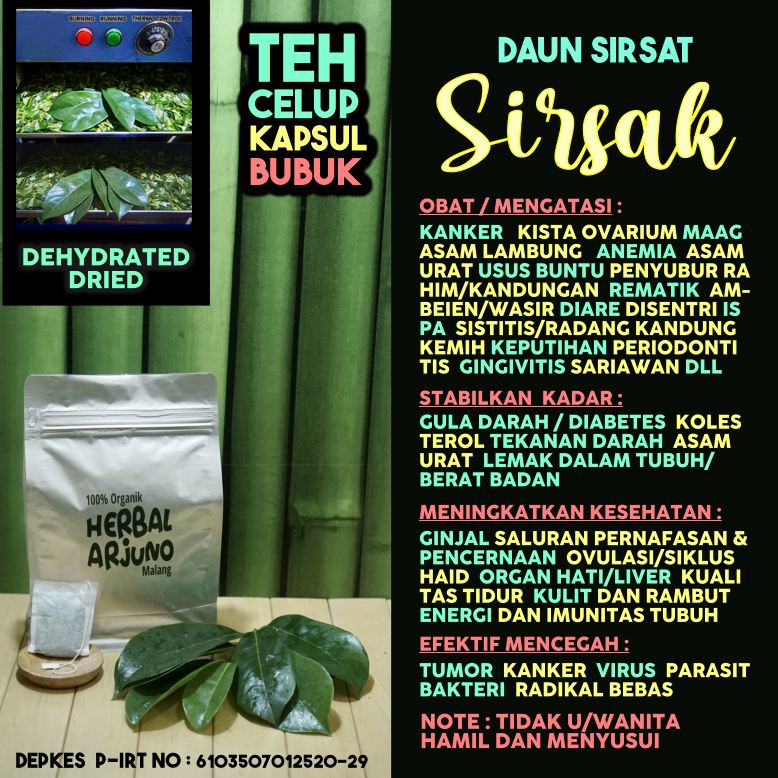 

Dehydrated Dried Teh Celup Kapsul & Bubuk Daun Sirsak Sirsat Obat Kanker Kista Ovarium Anemia Asam Urat Lambung Diabetes Usus Buntu Rematik Maag Hipertensi Kolesterol Kesuburan Wanita DLL