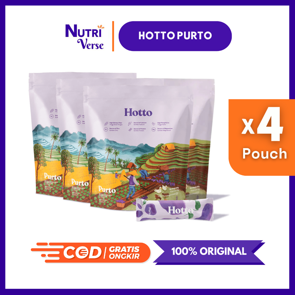 

4 Pouch Hotto Purto Isi 64 Sachet | Multigrain with Purple Potato