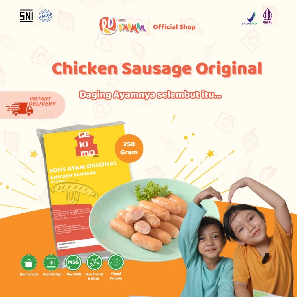 

Chicken Sausage Original 200g D'MAMAM Gekimo Sosis Ayam Anak MPASI Homemade SNI BPOM HALAL Non Telur