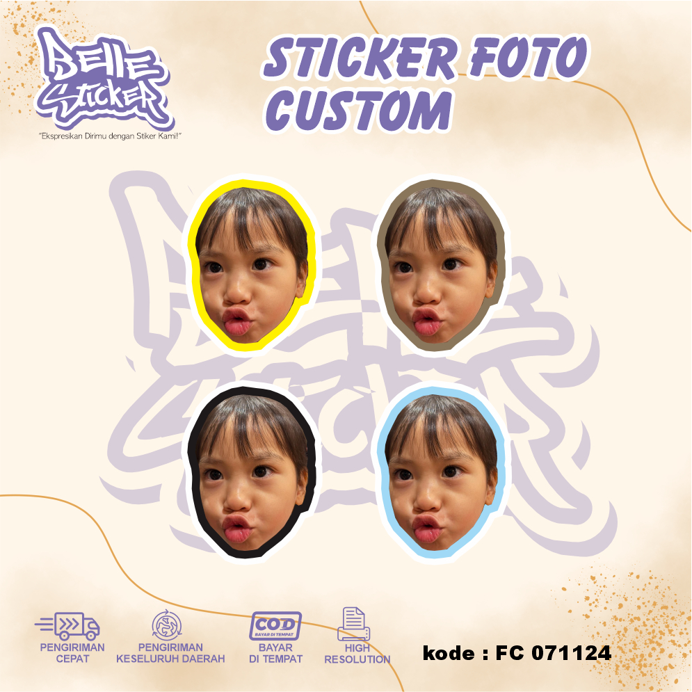

Stiker Face Wajah Muka dan Tulisan Nama Custom Suka-Suka Stiker Custom Suka Suka Sticker Muka