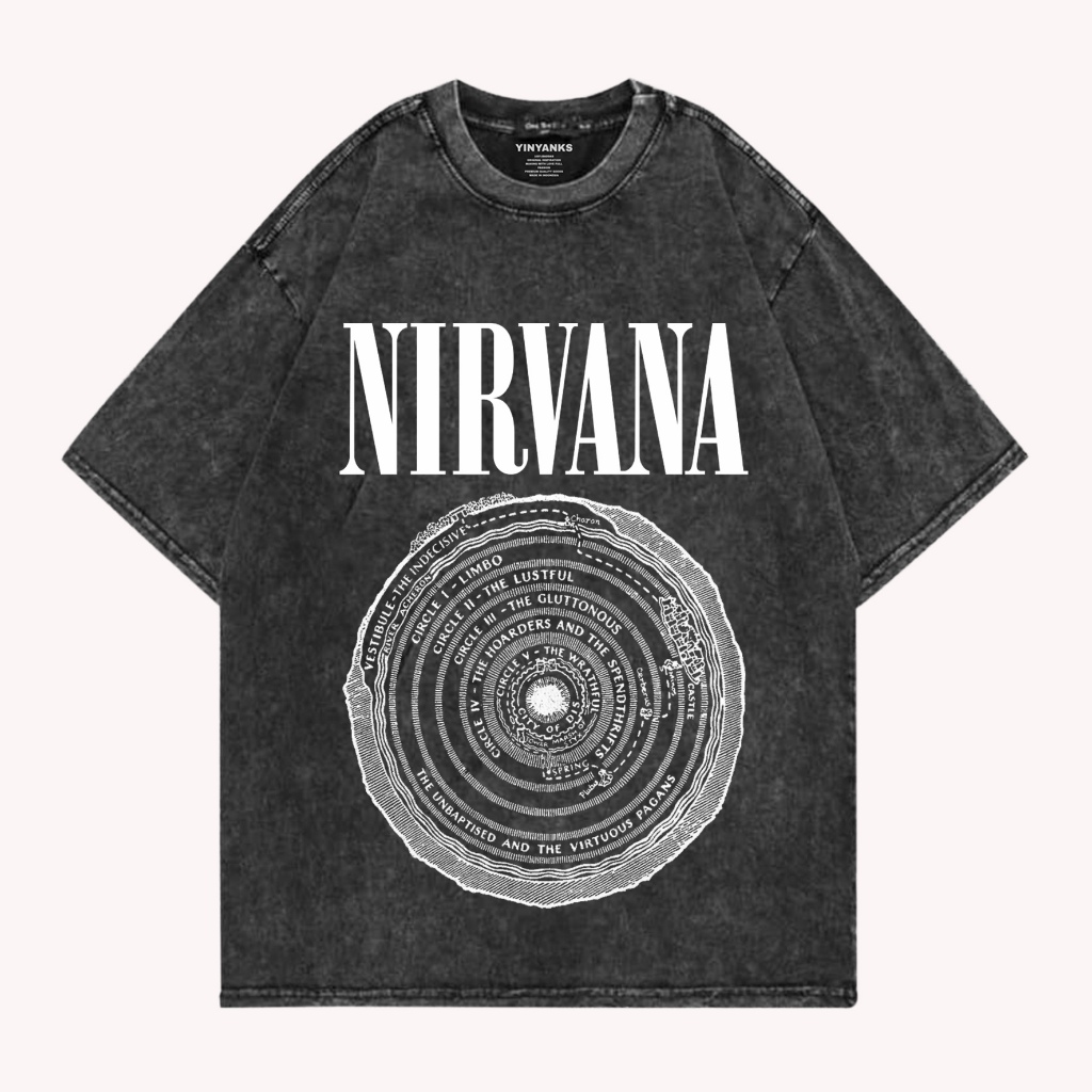 Yinyanks T-shirt Washed Nirvana Circle Kaos Washing