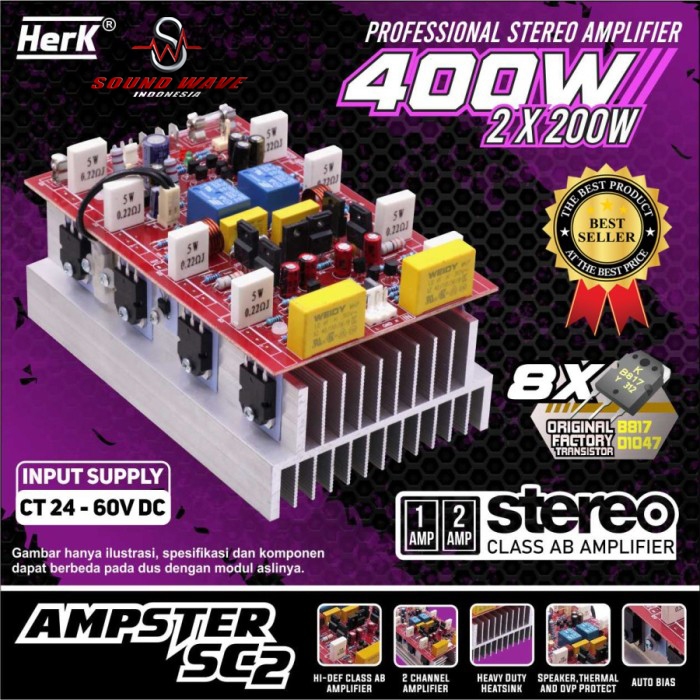 KIT POWER AMPLIFIER AMPSTER SC2 400W STEREO HERK