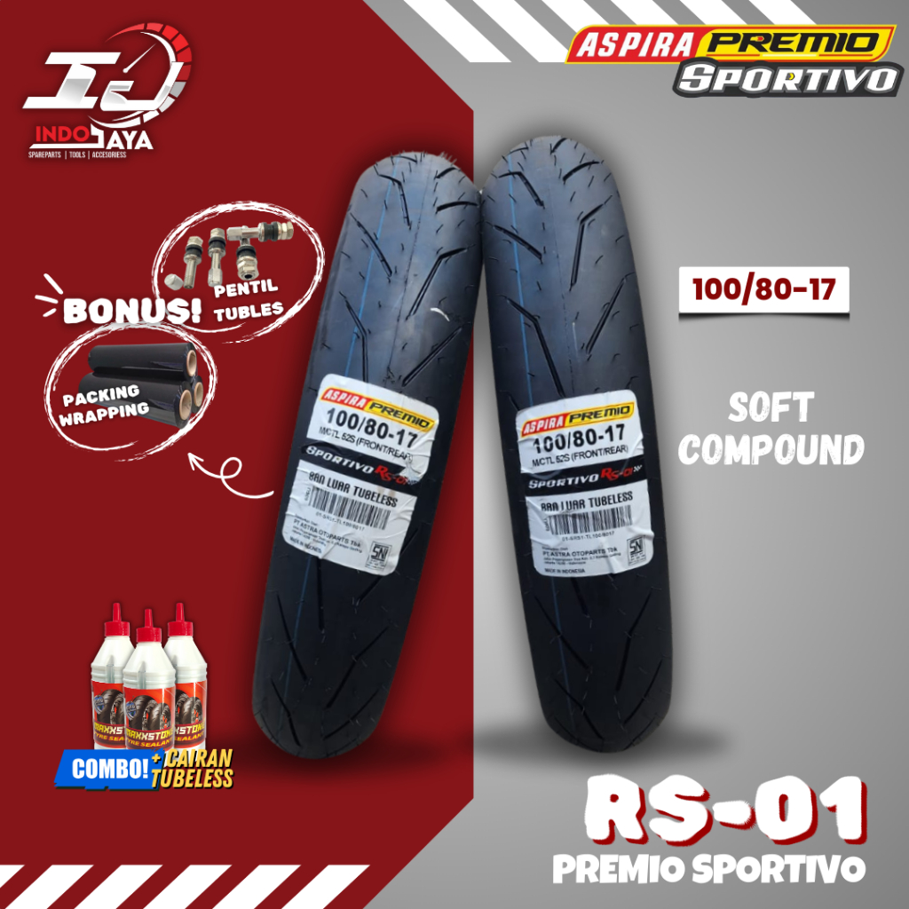 [READY COD] BAN ASPIRA PREMIO SPORTIVO RS01 TUBELESS SOFT COMPOUND RING 17 / BAN BALAP SOFT COMPOUND