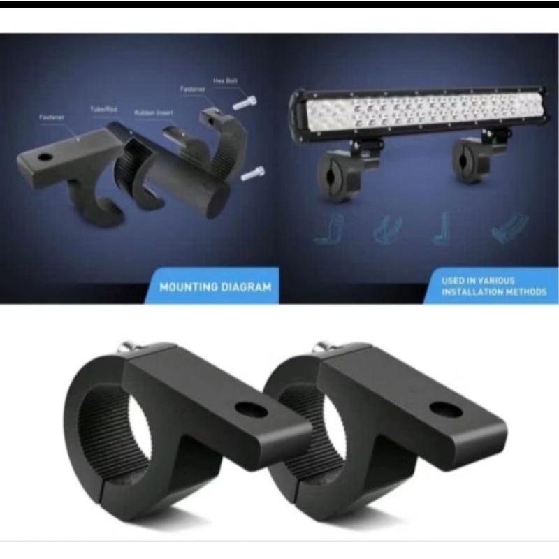 Breket Dudukan Lampu Tembak Stang Motor Full Besi