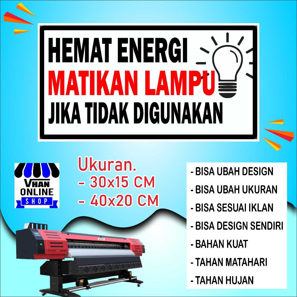 

Cetak Sticker Tempelan Peringatan Matikan Lampu Putih