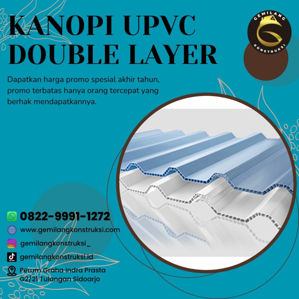 Kanopi UPVC Double Layer Merek Altop / Kanopi UPVC Setara Alderon / Atap UPVC Double Layer