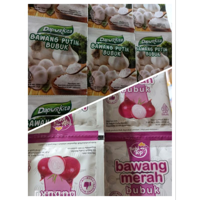 

Bawang Putih Bubuk 5g / Bawang Merah Bubuk 4g, 1rtg (Isi 12)