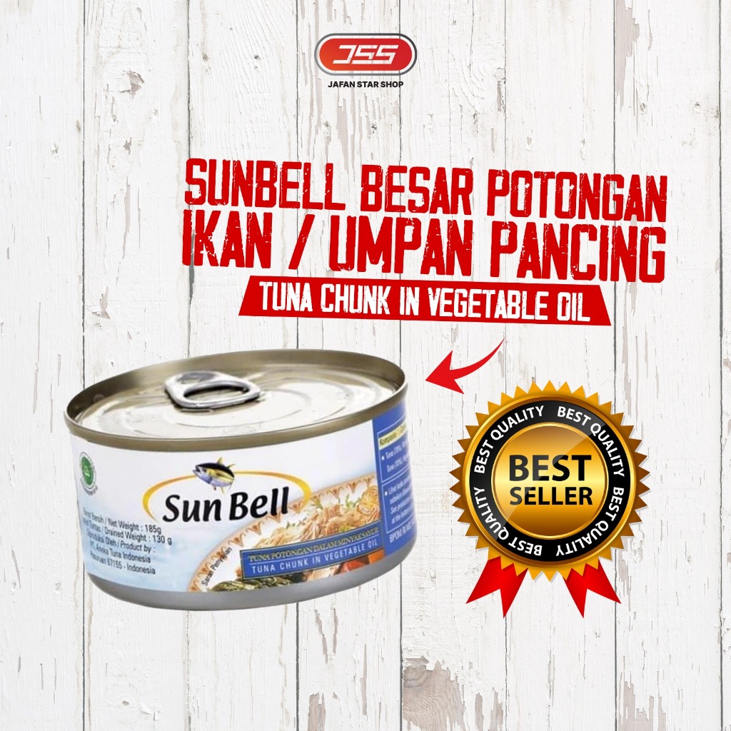 Sunbell Besar Potongan Ikan / Umpan Pancing Tuna Chunk in Vegetable Oil Kaleng Cane
