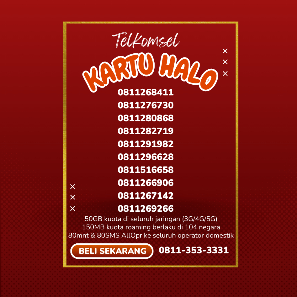 Kuota 50GB  Telkomsel kartu halo 10 digit nomor cantik Nomor langka 5