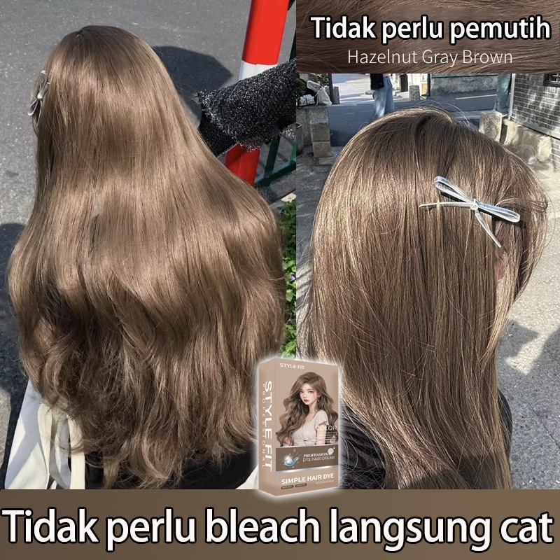 [ Bahan aman ] STYLE FIT cat rambut Hazelnut Grey Brown*200ml Tidak perlu bleach, Mudah diwarnai, wa