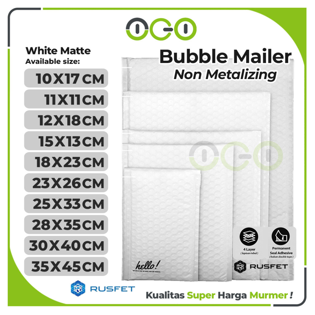 Amplop Packing Bubble Mailer Hello Series Putih Harga Ecer Satuan Murah / Security Bag Mailer Rusfet