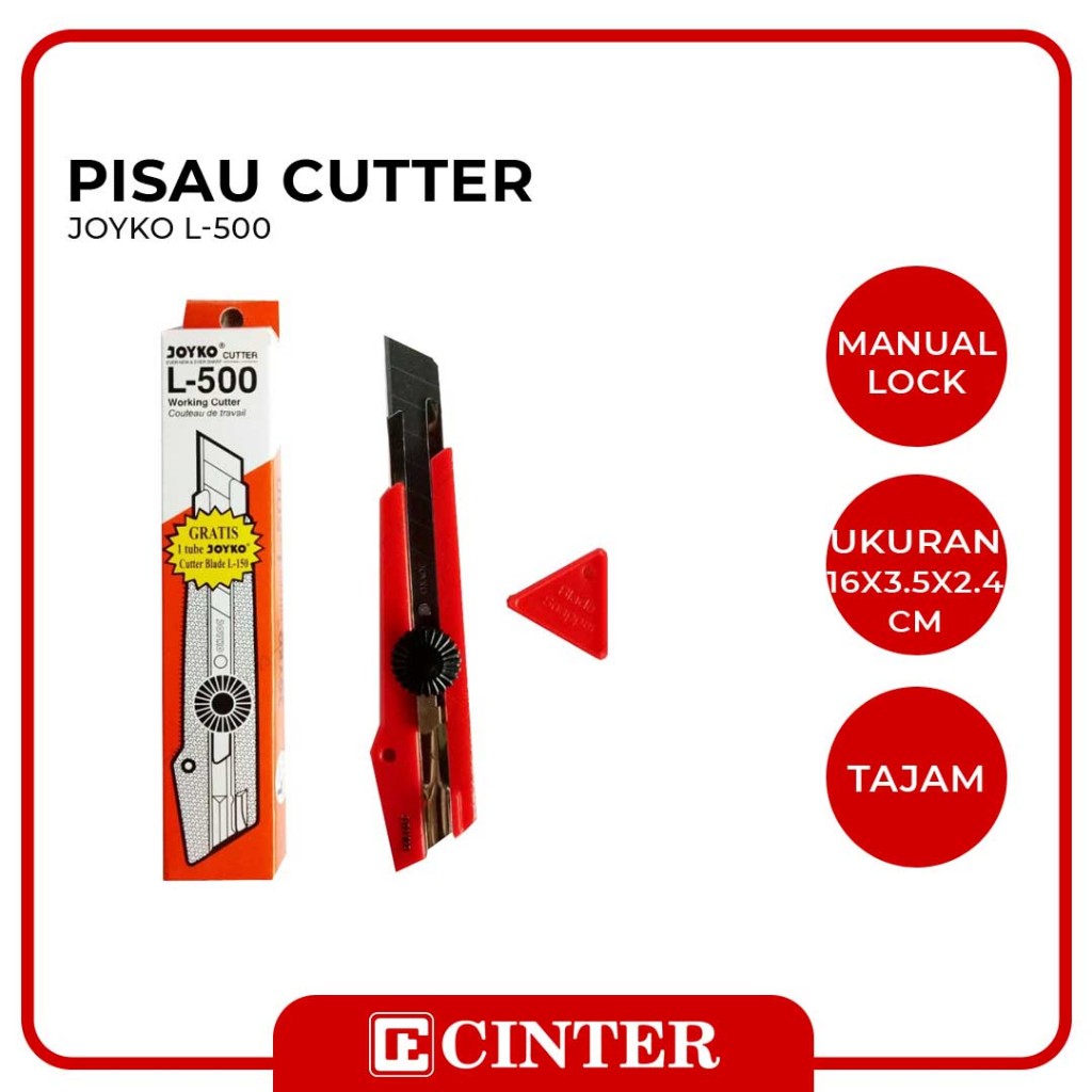 

JOYKO - Cutter Tajam L-500 + 1 Tube Isi Cutter Joyko L-150