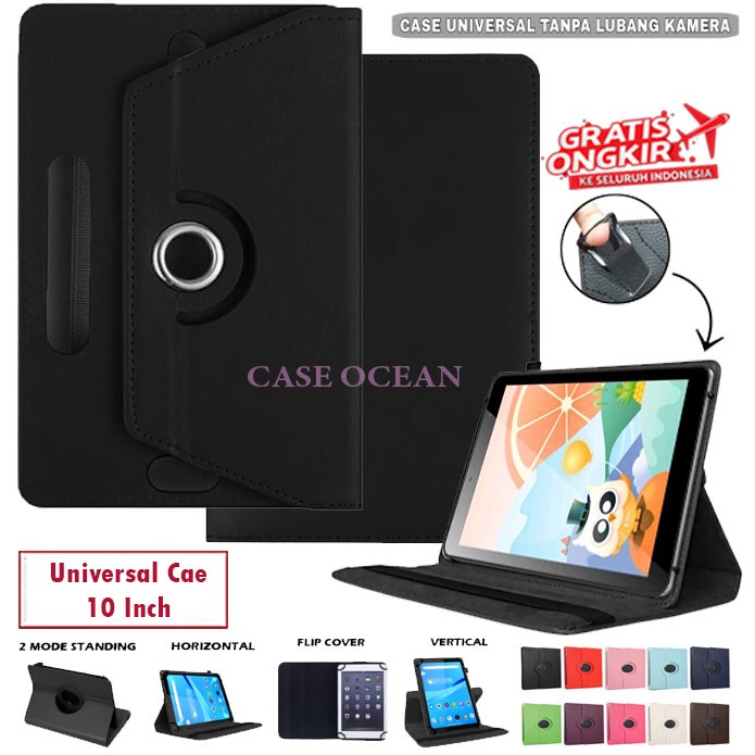 Olike EduTab Edu Tab E3 10 Inch Flip Leather Case Casing Cover Rotating 360 Stand Vertical Horizonta