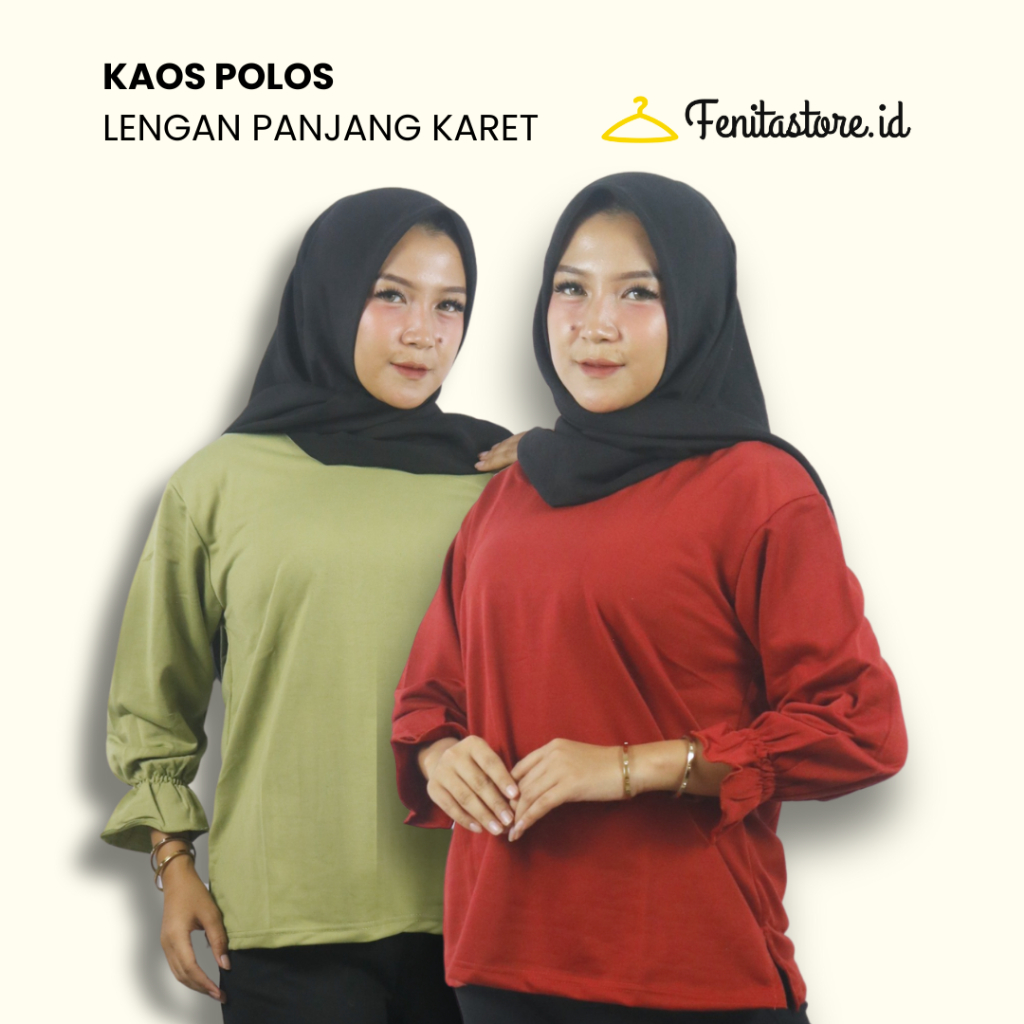 Kaos Wanita Polos Lengan Panjang Karet Hijab Style Terbaru Kekinian// One Size