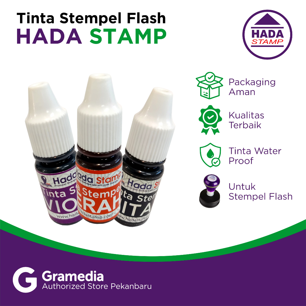 

Gramedia - Tinta Botol Stempel Flash/Otomatis Warna Hijau 5ml