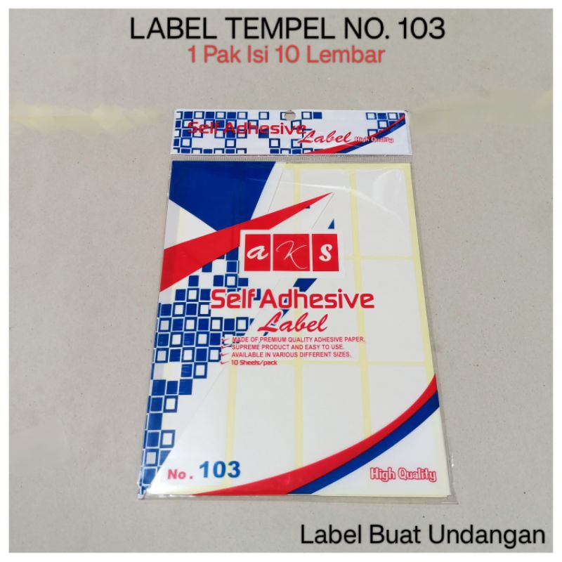 

1 Pak Label Tempel No.103 Isi 10 Lembar