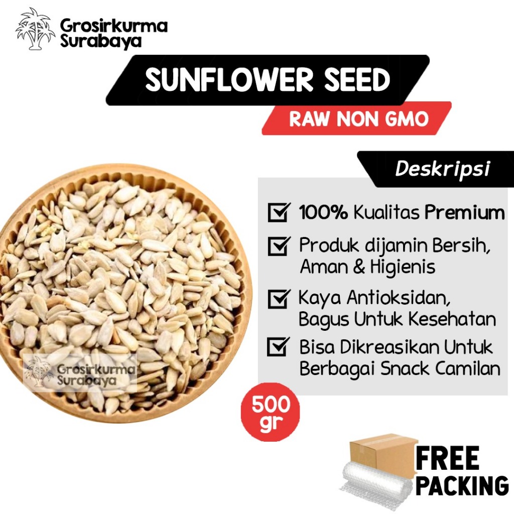 

SUNFLOWER SEED 500 gram Biji Bunga Matahari Kupas Panggang Organic Menu Sehat Sarapan atau Cemilan