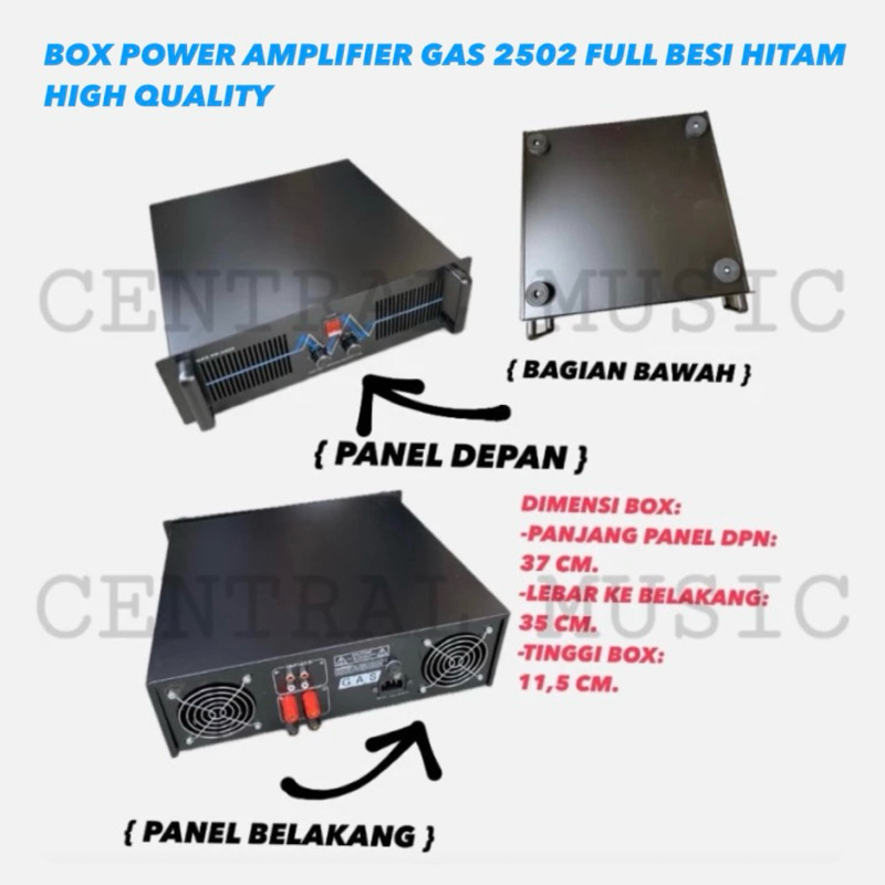 BOX POWER AMPLIFIER GAS 2502 FULL AKSESORIS HITAM BESI HIGH QUALITY