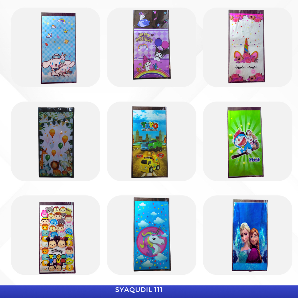

(Isi 10 Pcs) Plastik Snack Ulang Tahun Anak Karakter Kartun L Besar 25x50 cm / Plastik Opp Souvenir Ultah Lucu / Plastik Bingkisan Kado