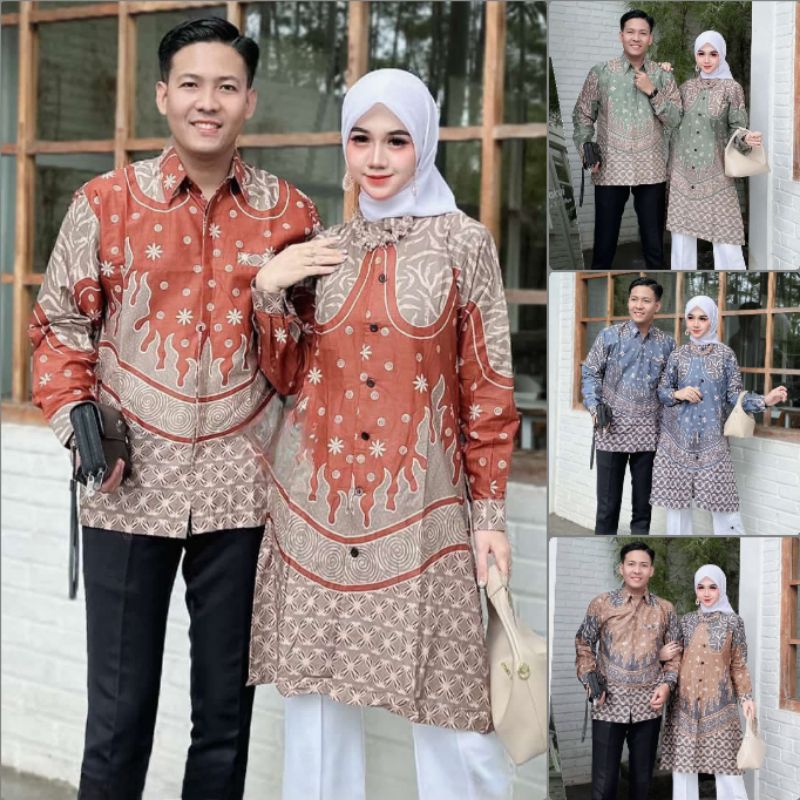 Couple Tunik Batik Wanita Maheswari Kemeja Batik Pria