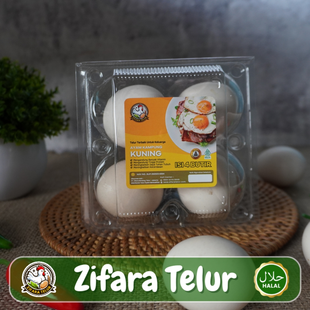 

Zifara Telur - Telur Ayam Kampung Kuning Premium Kemasan Higienis isi 4 Butir