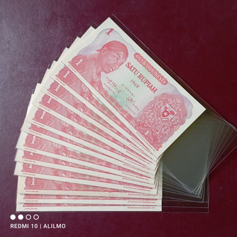 uang kertas kuno 1 seri sudirman tahun 1968 baru utuh asli