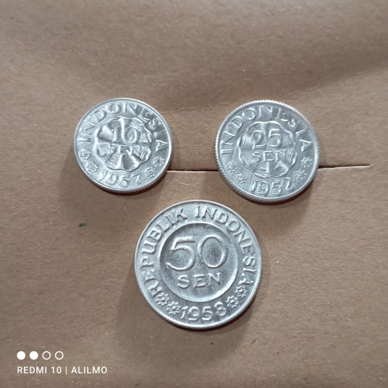 uang koin kuno set lengkap koin sen garuda bekas bagus asli