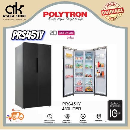 KULKAS POLYTRON 2 PINTU Set By Side 2 Pintu PRS451Y Kulkas  Polytron Kulkas Side By Side INVERTER
