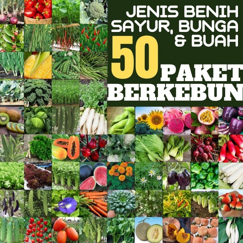 Order Paket 5 Jenis benih bibit biji sayur bunga dan buah
