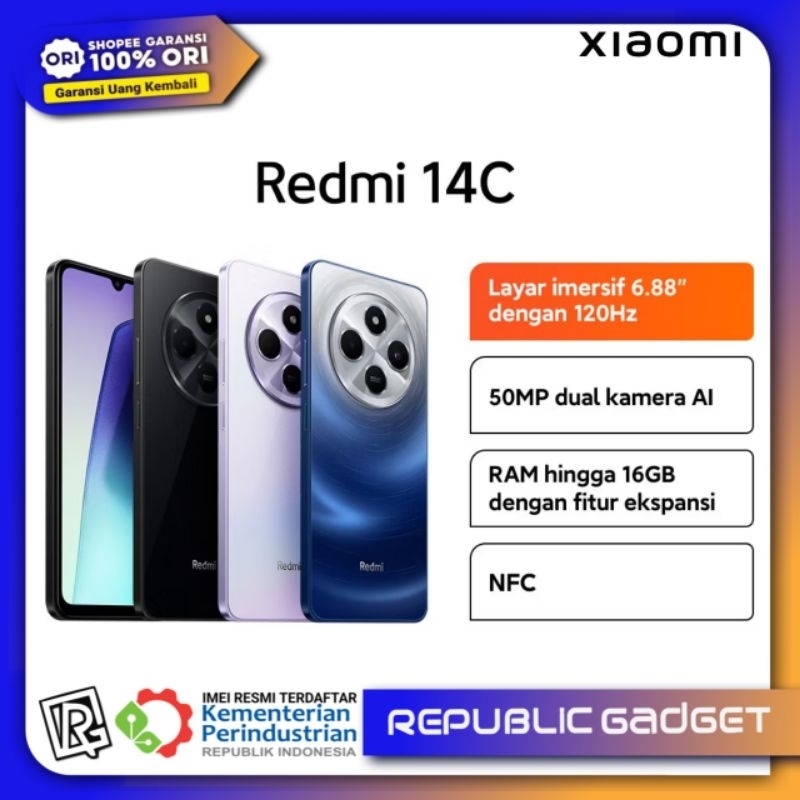 Xiaomi Redmi 14C Ram8/256Gb 100%Original garansi resmi TAM Xiaomi Indonesia