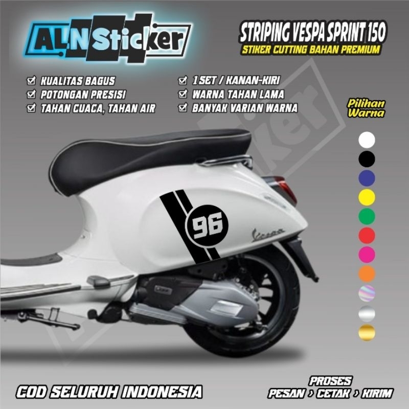 stiker cutting Lis custom angka untuk motor vespa / striping custom angka untuk motor vespa sprint k