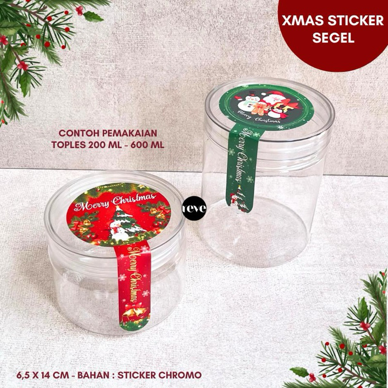 

Sticker segel natal christmas 6,5 x 14 cm toples kue kering snack hampers goodie