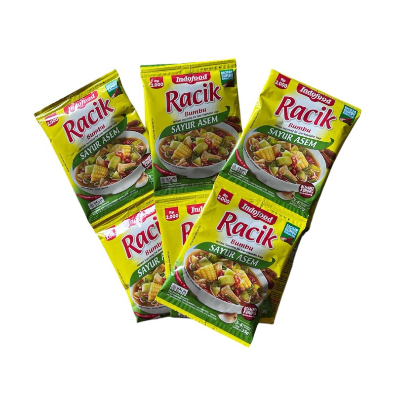 

Indofood Racik Bumbu Spesial Sayur Asem / Sayur Lodeh / Sayur Sop / Ayam Goreng / Tempe & Tahu goreng - ( 1 Renceng )